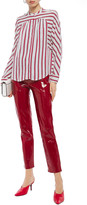 Thumbnail for your product : Maje Coquille Gathered Striped Twill Shirt