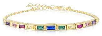Chloé & Madison Yellow Gold Vermeil Bezel Set Baguette Rainbow CZ Curb Link Bracelet