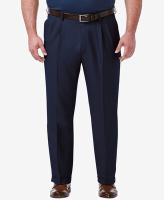 Haggar Men's Big & Tall Premium Comfort Stretch Classic-Fit Solid Pleated Dress Pants