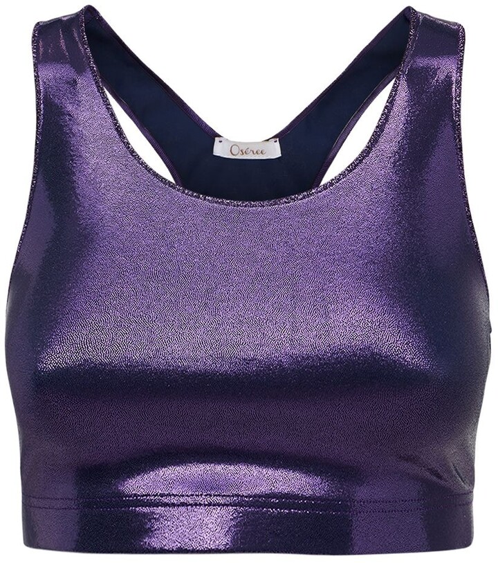 Womens Tops Oséree Tops Blue Oséree Laminated Sporty Jersey Top in Purple 