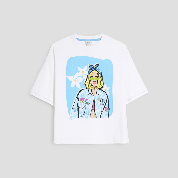 Kind Society River Island Girls White Ri Active Graphic Bling T