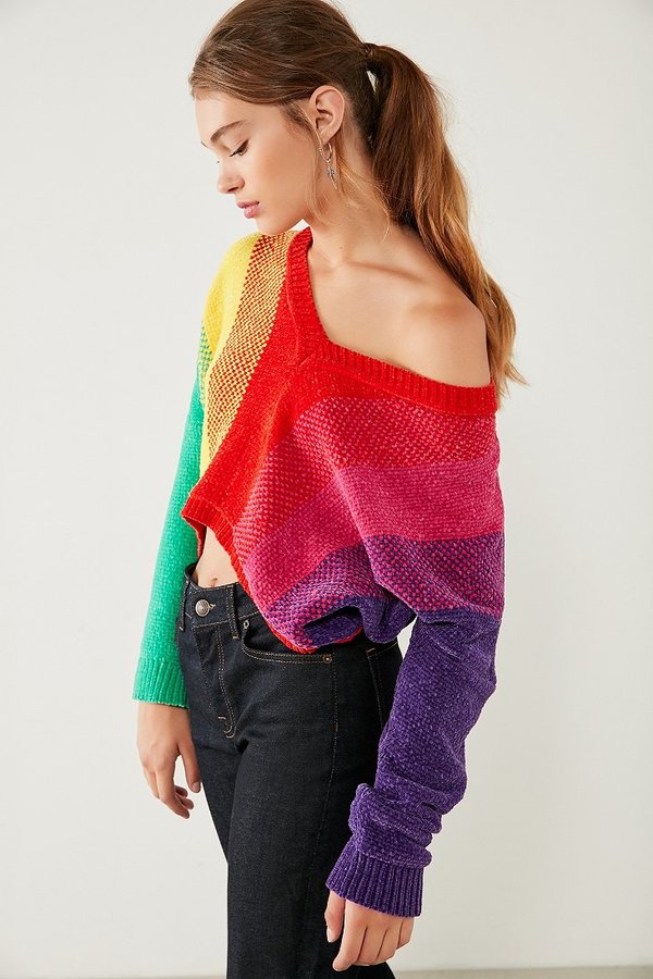 rainbow chenille sweater