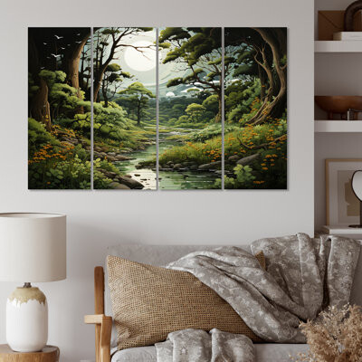 Forest Whispering Woods Pastoral I On Metal 4 Pieces Set