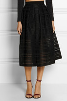 Thumbnail for your product : Tibi Ribbon appliquéd organza midi skirt