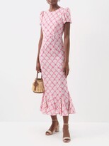 Thumbnail for your product : Rhode Resort Lulani Block-print Recycled-fibre Crepe Midi Dress - Pink Print