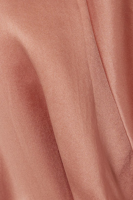 Zimmermann Asymmetric Ruffled Silk-satin Wrap Midi Dress - Tan
