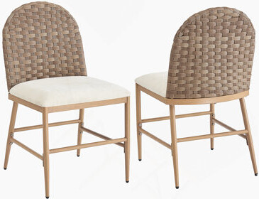 August Grove Farmhouse Dining Chairs Set Of 2, Upholstered Kitchen Chairs Armless Iron Side Chair With Backrest For Dining Room ,Restaurant,Brown