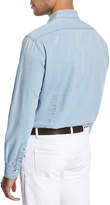 Thumbnail for your product : Kiton Washed Chambray Shirt, Light Blue