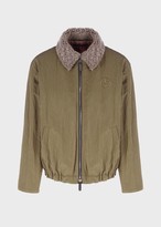 Thumbnail for your product : Giorgio Armani Washed Microfibre Bomber With Sheepskin Collar