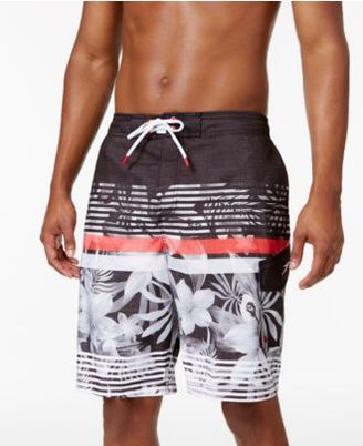 Speedo Men's Striped and Floral Board Shorts, 10"