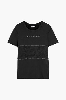 adidas by Stella McCartney Mesh-paneled Printed Jersey T-shirt