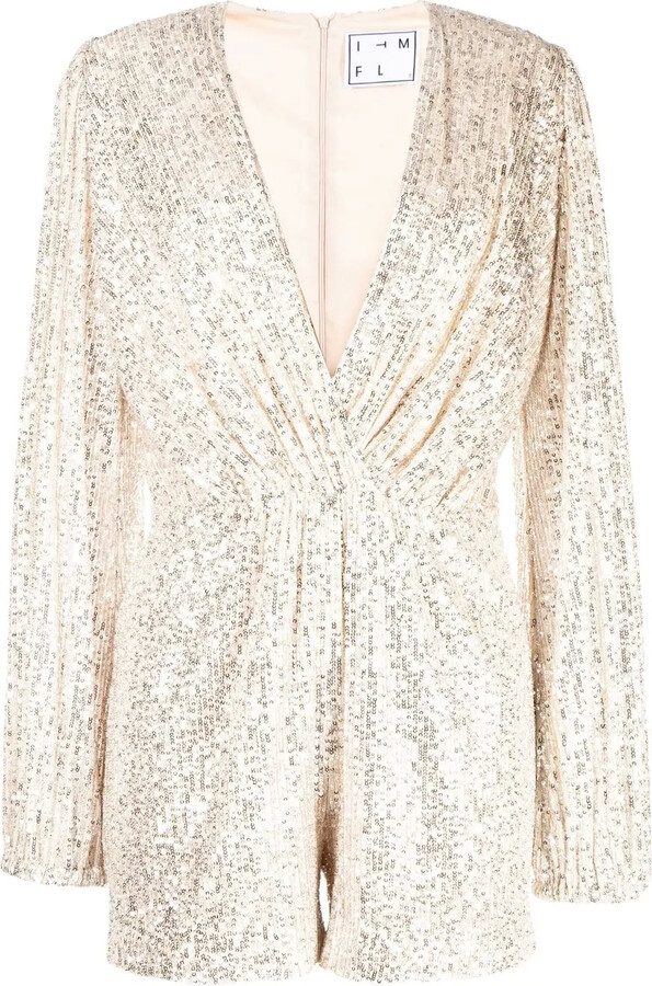 In The Mood For Love Sequinned Long-Sleeve Playsuit