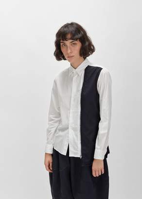 Comme des Garcons Cotton Broad x Wool Stripe Shirt White X Gray