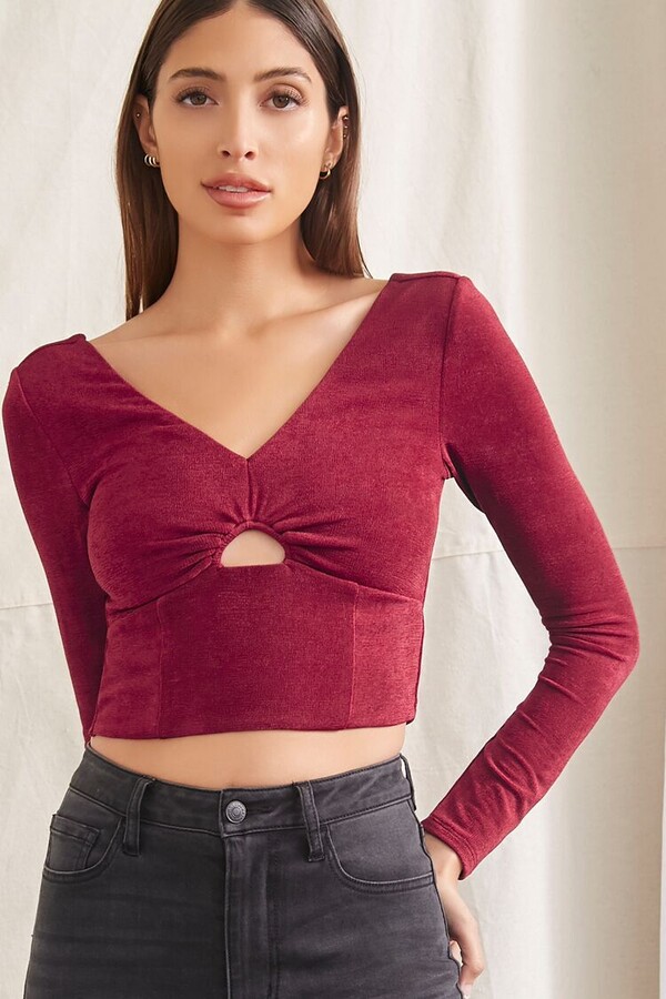 Burgundy Crop Top | Shop the world's largest collection of fashion 