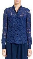 Carolina Herrera Floral-Lace Button-Front Blouse