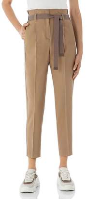 Peserico Cropped Belted Paperbag-Waist Pants