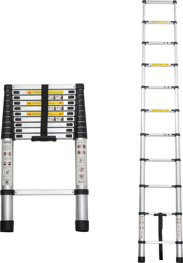 MAYEERTY Telescoping Ladder 10.5FT, Telescopic Extension Ladder, Aluminum Alloy Portable Folding Ladder for Indoor Outdoor, Heavy Duty 300 lbs Load