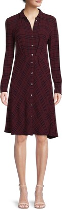 Crinkled Flannel Midi Shirt Dress