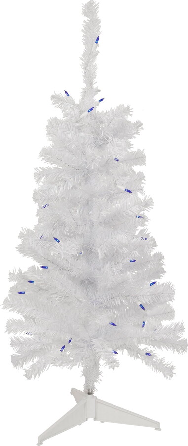3' Pre-Lit Woodbury White Pine Slim Artificial Christmas Tree Blue