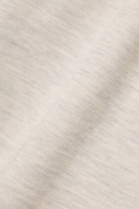 Brunello Cucinelli Bead-embellished Cotton-blend Jersey Track Pants - Light gray