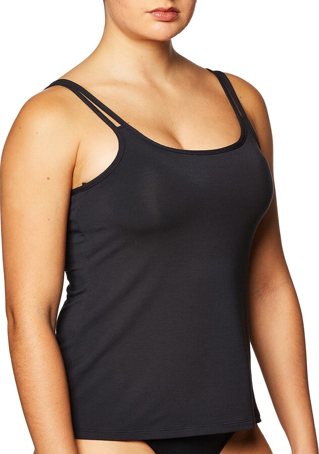 Womens Cotton Camisole Tank Top With Built-in Shelf Bra 