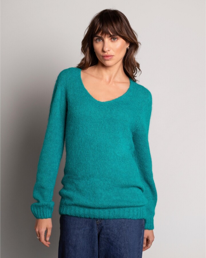 Celtic & Co. Women's Alpaca Cott Slouch V Neck Sweater