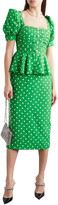 Thumbnail for your product : Alessandra Rich Ruched Embellished Polka-dot Silk Crepe De Chine Midi Dress