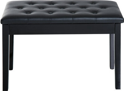 Ophelia & Co. Black Piano Seat With Faux Leather Upholstery And Wooden Support For Duets Frame -