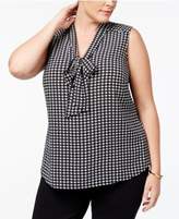 Thumbnail for your product : Kasper Plus Size Houndstooth-Print Shell