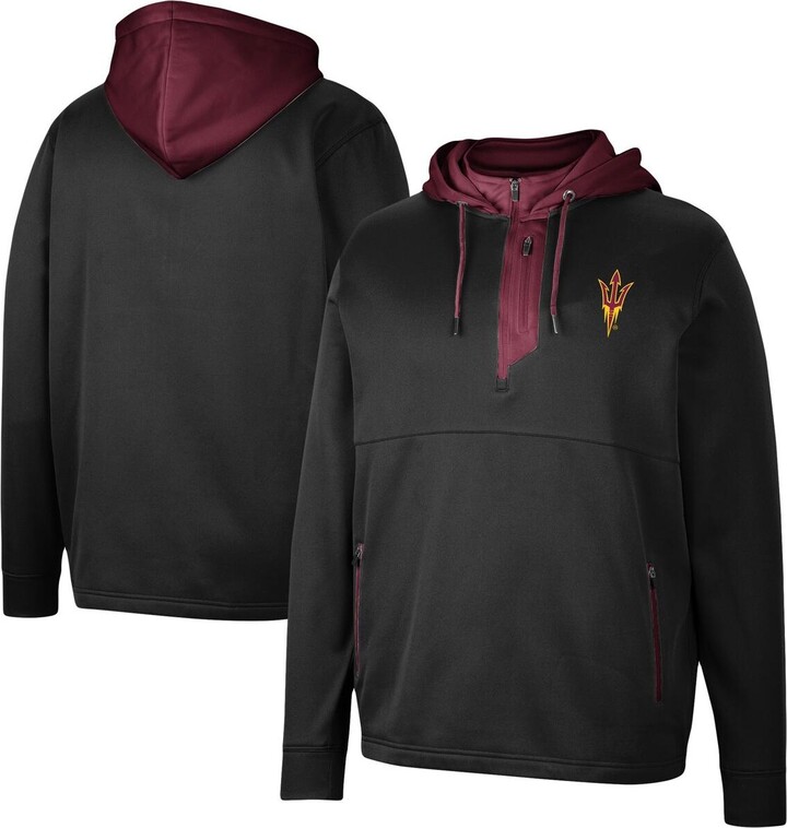 Colosseum Men's Black Arizona State Sun Devils Luge 3.0 Quarter-Zip Hoodie