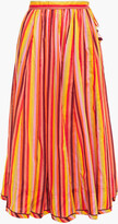 Thumbnail for your product : Zimmermann Gathered Striped Mousseline Midi Skirt