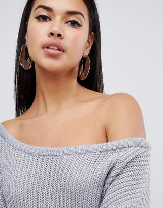 Missguided off shoulder knitted jumper dress