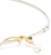 Thumbnail for your product : Chloé Callie Baroque-pearl Snake Belt - Silver Gold