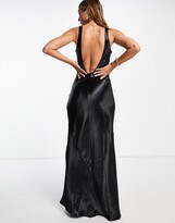 Thumbnail for your product : ASOS DESIGN scoop back bias cut satin maxi dress in black