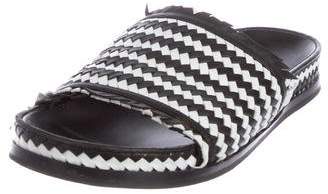 Sigerson Morrison Leather Round-Toe Slide Sandals
