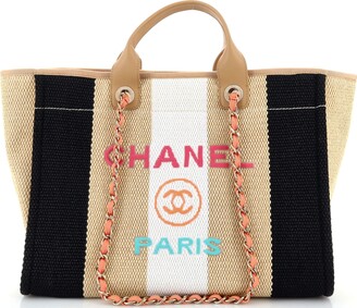 Chanel Deauville Tote Canvas Large at 1stDibs  chanel tote bag canvas, chanel  tote canvas, cc deauville tote