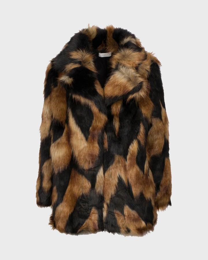 7 for all mankind red faux fur coat