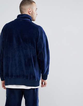 adidas adicolor Velour Track Jacket In Oversized Fit In Navy CW4915