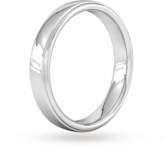 Thumbnail for your product : Goldsmiths 4mm Flat Court Heavy polished finish with grooves Wedding Ring in 9 Carat White Gold