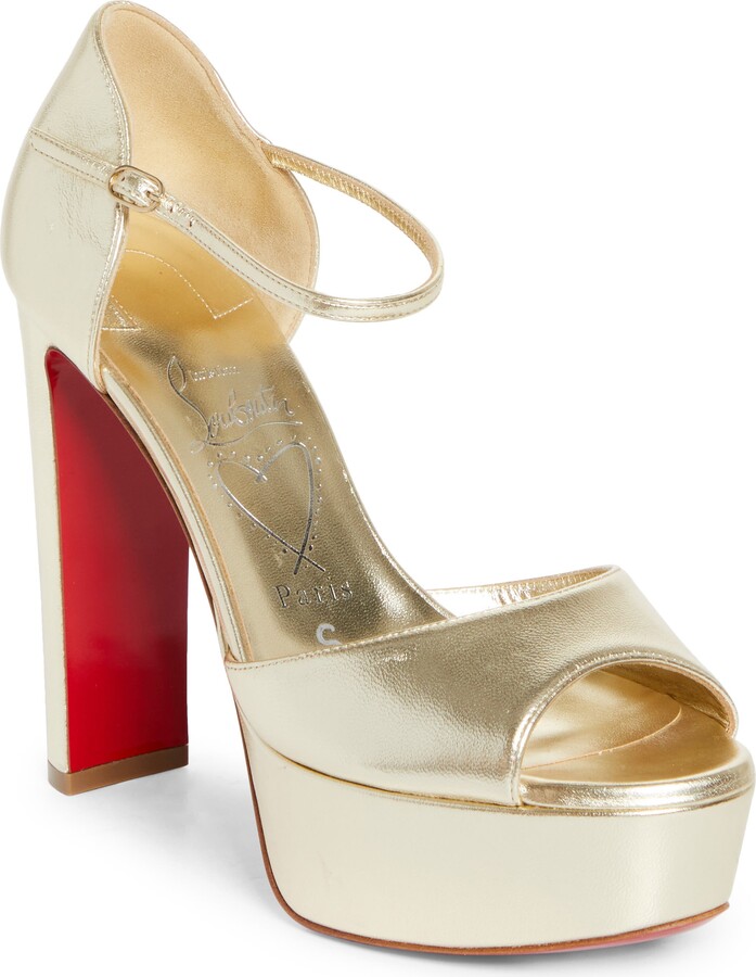 Christian Louboutin Sandaloo Metallic Peep Toe Platform Sandal