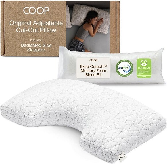 Coop Home Goods CoopHomeGoodsTheOriginalCut-OutAdjustablePillow,QueenSizeBedPillowsforNeck&HeadSupport,MemoryFoam-MediumFirmforSideSleeper