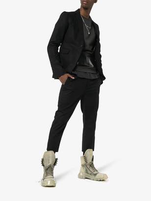 Rick Owens neutral Stivale lace up leather boots