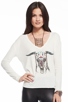 Thumbnail for your product : Chaser LA Tribal Skull L/S V-Tee in White
