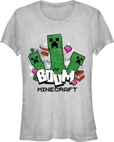 Thumbnail for your product : Minecraft Junior Women Creeper Boom Logo T-Shirt - Athletic Heather - 2X Large