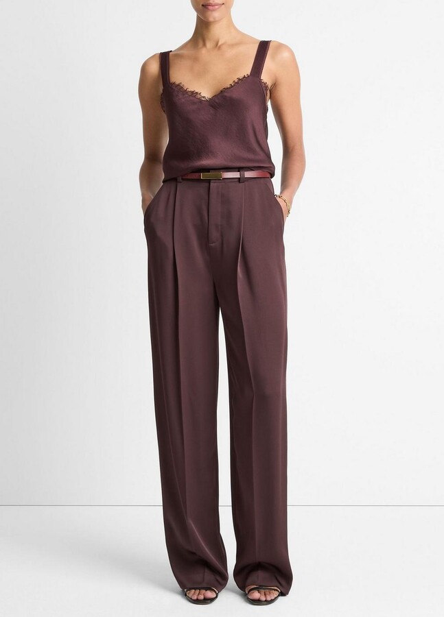 Vince Satin Pleated Wide-Leg Trouser