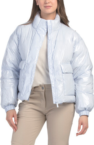 TJMAXX Shine Cropped Ski Puffer Jacket For Women, Nylon/Polyester