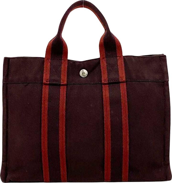 Hermes Herline Burgundy Cotton Tote Bag (Pre-Owned) - ShopStyle