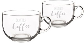 Cathy's Concepts But First Coffee Set Of 2 Glass Mugs