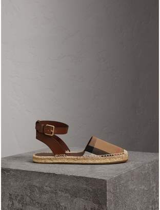 Burberry Leather and House Check Espadrille Sandals