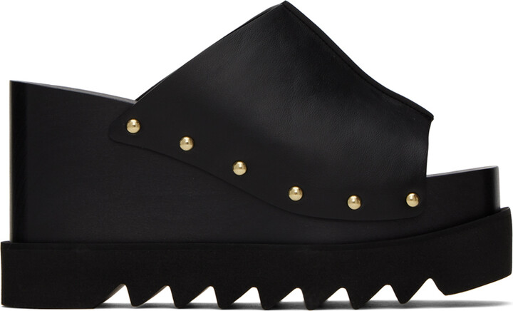 Stella McCartney Black Faux Leather Elyse Derby Lace Up Platform Sneakers  Size 35 Stella McCartney
